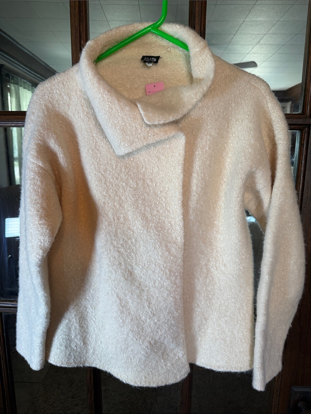 Eileen Fisher Cream Bouclé Open-Front Sweater Jacket